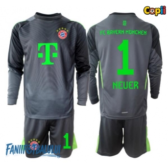 Bayern Munich Manuel Neuer #1 Portarii Echipament de Fotbal Replică 2025-26 Copii Deplasare Mâneci Lungi (+ Șorturi)